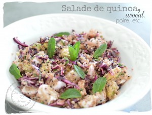 Salade de quinoa, avocat, poire